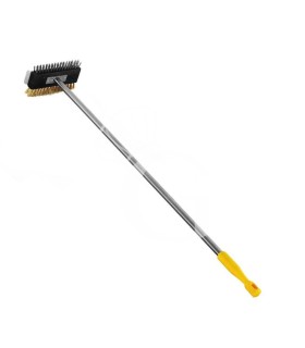 Cepillo doble de acero inoxidable-latón para parrillas y planchas con dimensiones 220 X 120 X A 1100 mm.