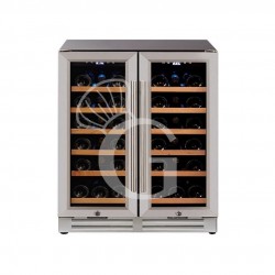 Vinoteca empotrable ventilada puertas de acero inoxidable de doble temperatura 120 LT 12 estantes 36 botellas +5°C/+22°C