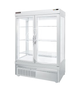 Vitrina expositora refrigerada estática para pastelería 935 LT +2°C/+10°C 4 lados de vidrio 2 puertas