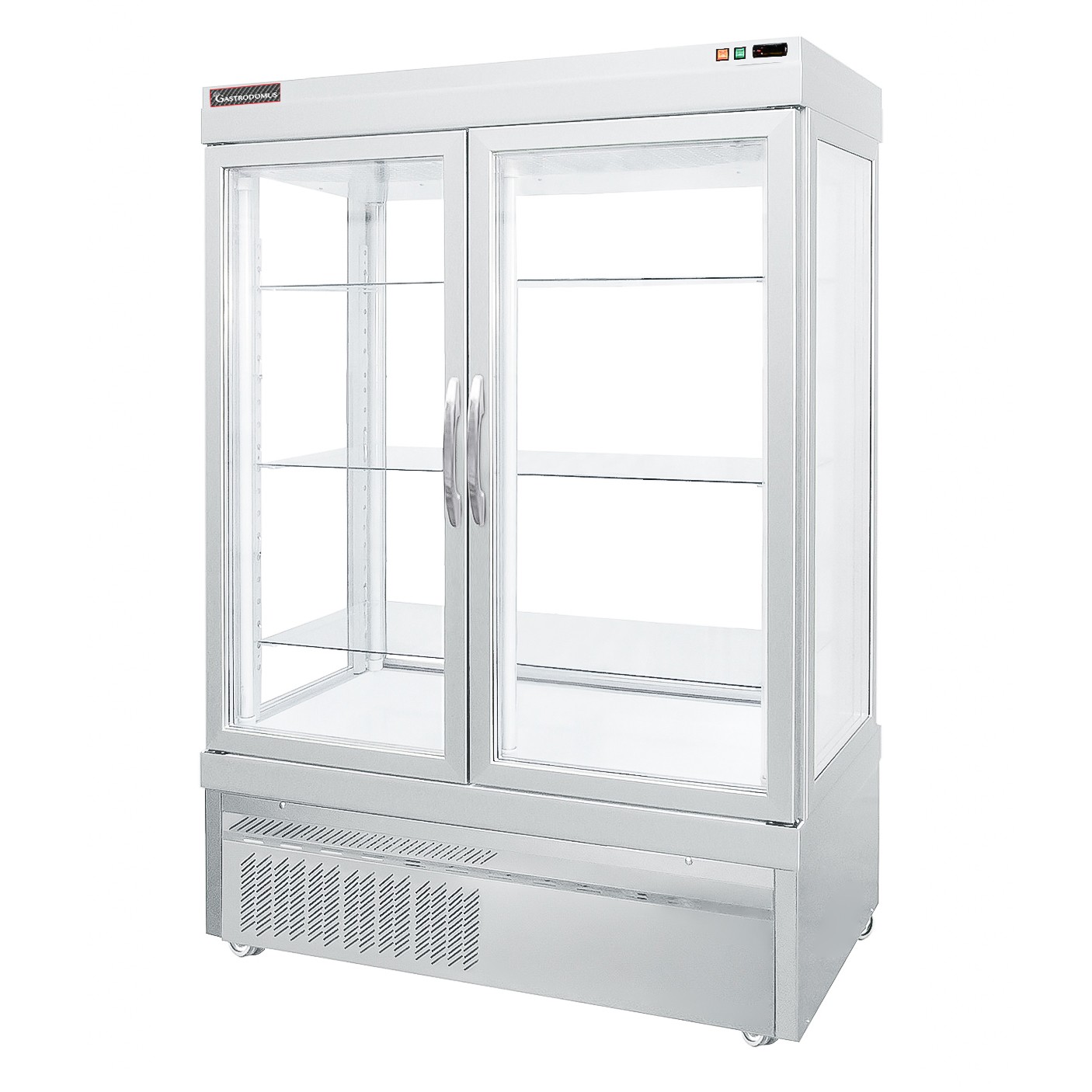 Vitrina Expositora refrigerada ventilada para pastelería 880 LT -5°C/+10°C 4 Lados de vidrio 2 Puertas