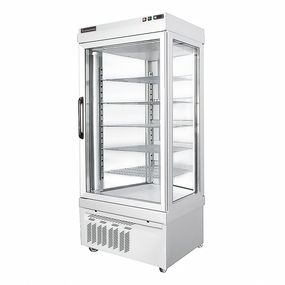 Vitrina Refrigerada expositora ventilada para pastelería 595 LT -5°C/+10°C, 4 lados de vidrio