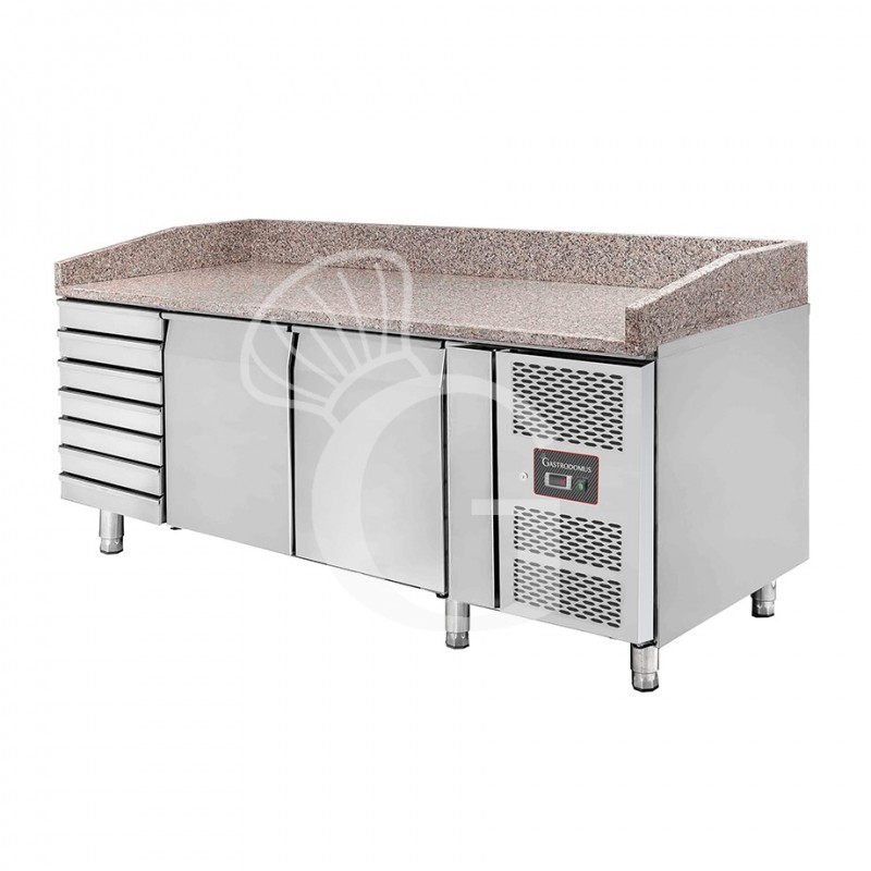 Mesa Refrigerada para pizza 600X400 2 Puertas 7 Cajones 390 LT