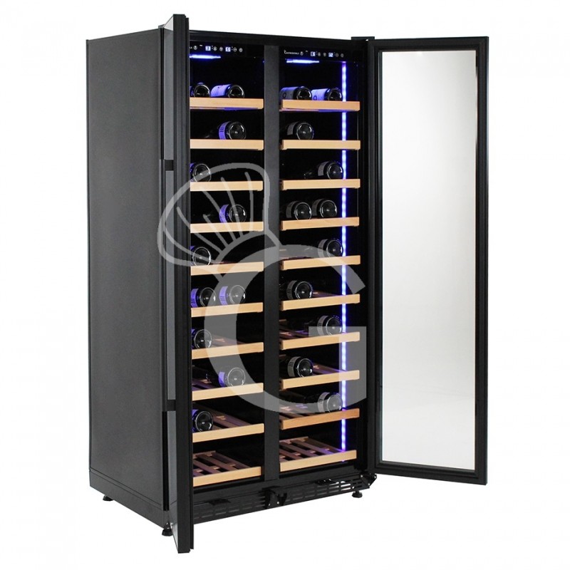 Vinoteca empotrable ventilada doble temperatura 800 LT 20 estantes 306 botellas +5°C/+22°C