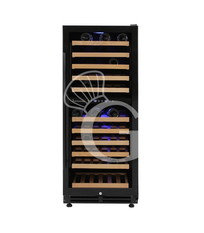 Vinoteca empotrable ventilada doble temperatura 280 LT 11 estantes 121 botellas +5°C/+22°C