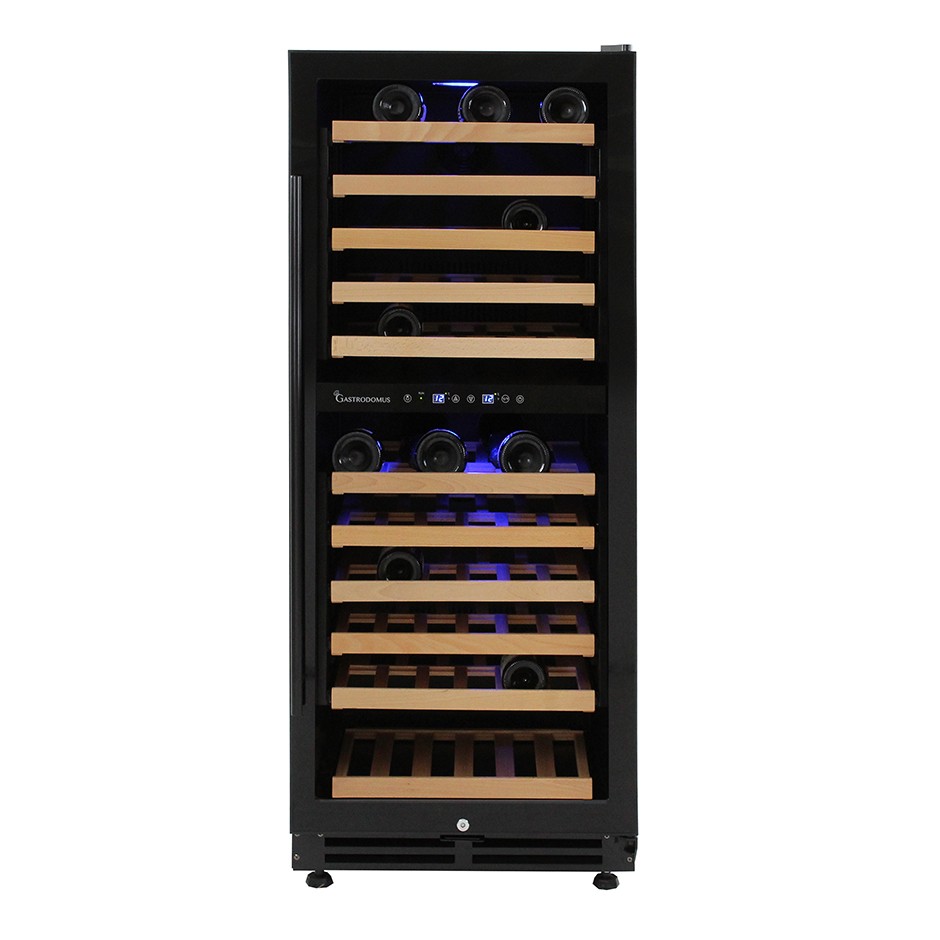 Vinoteca empotrable ventilada doble temperatura 280 LT 11 estantes 121 botellas +5°C/+22°C