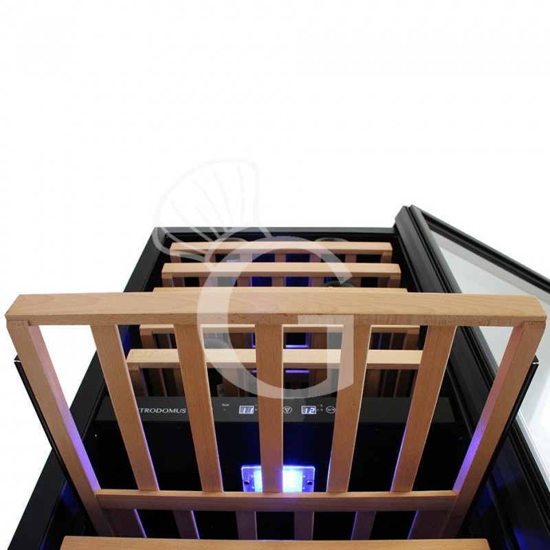 Vinoteca empotrable ventilada doble temperatura 280 LT 11 estantes 121 botellas +5°C/+22°C