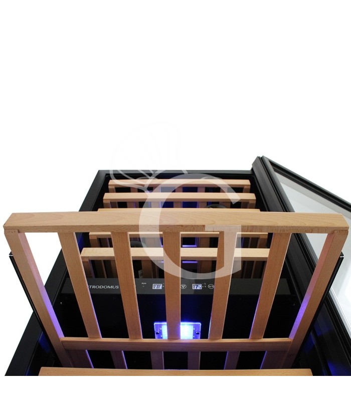 Vinoteca empotrable ventilada doble temperatura 280 LT 11 estantes 121 botellas +5°C/+22°C