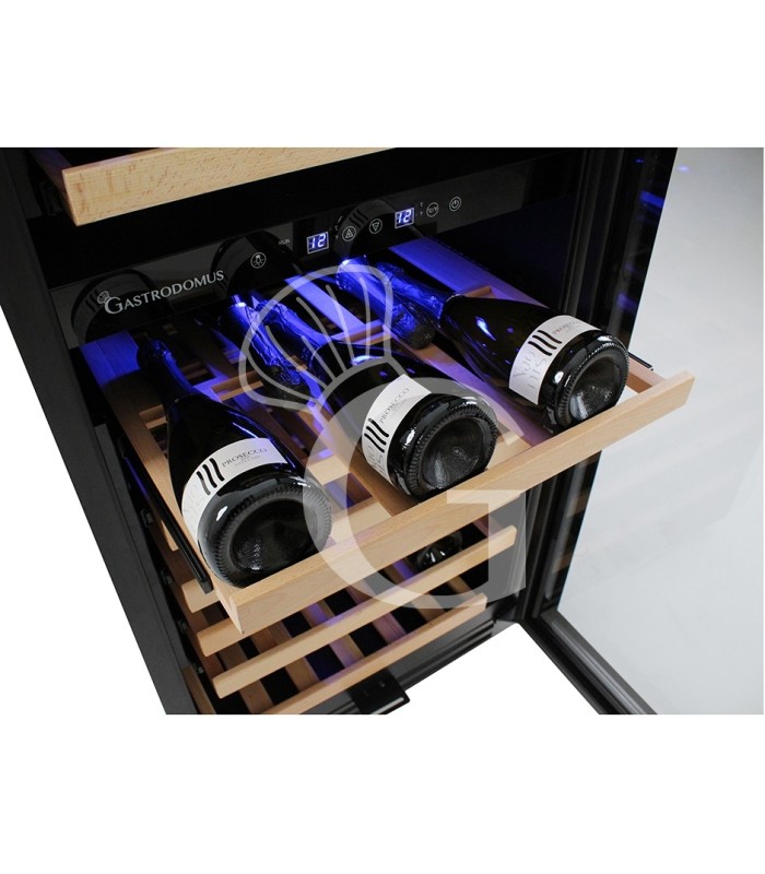 Vinoteca empotrable ventilada doble temperatura 280 LT 11 estantes 121 botellas +5°C/+22°C