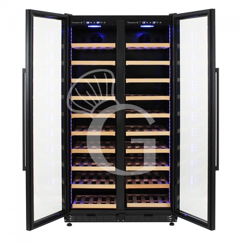 Vinoteca empotrable ventilada doble temperatura 800 LT 20 estantes 306 botellas +5°C/+22°C