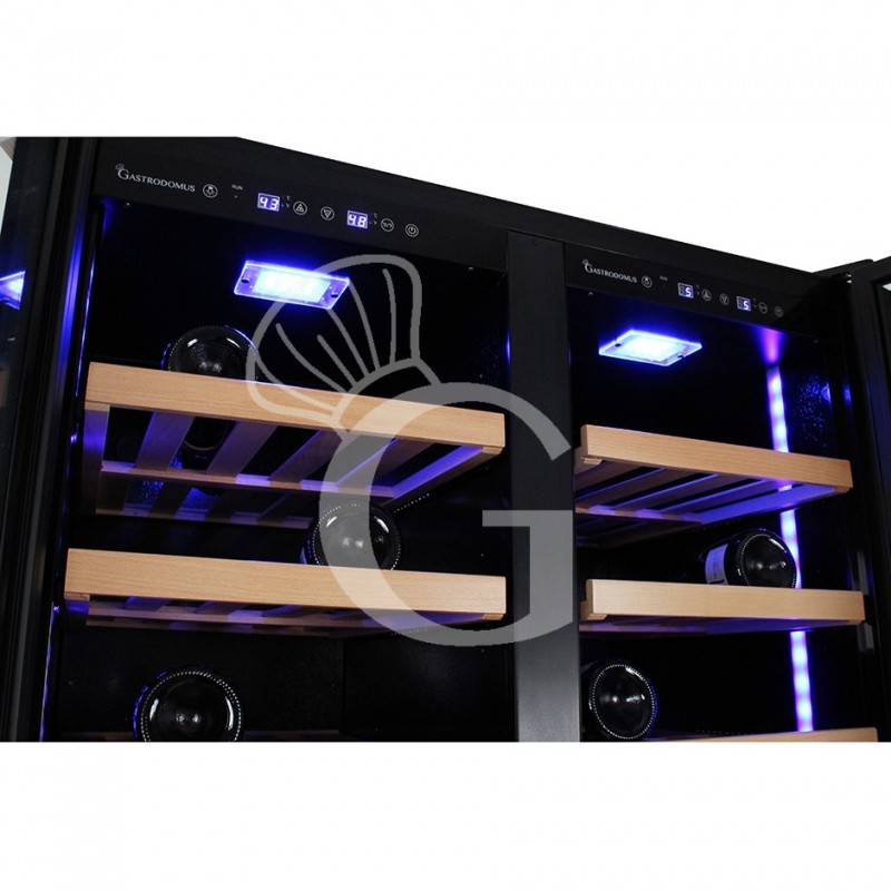 Vinoteca empotrable ventilada doble temperatura 800 LT 20 estantes 306 botellas +5°C/+22°C