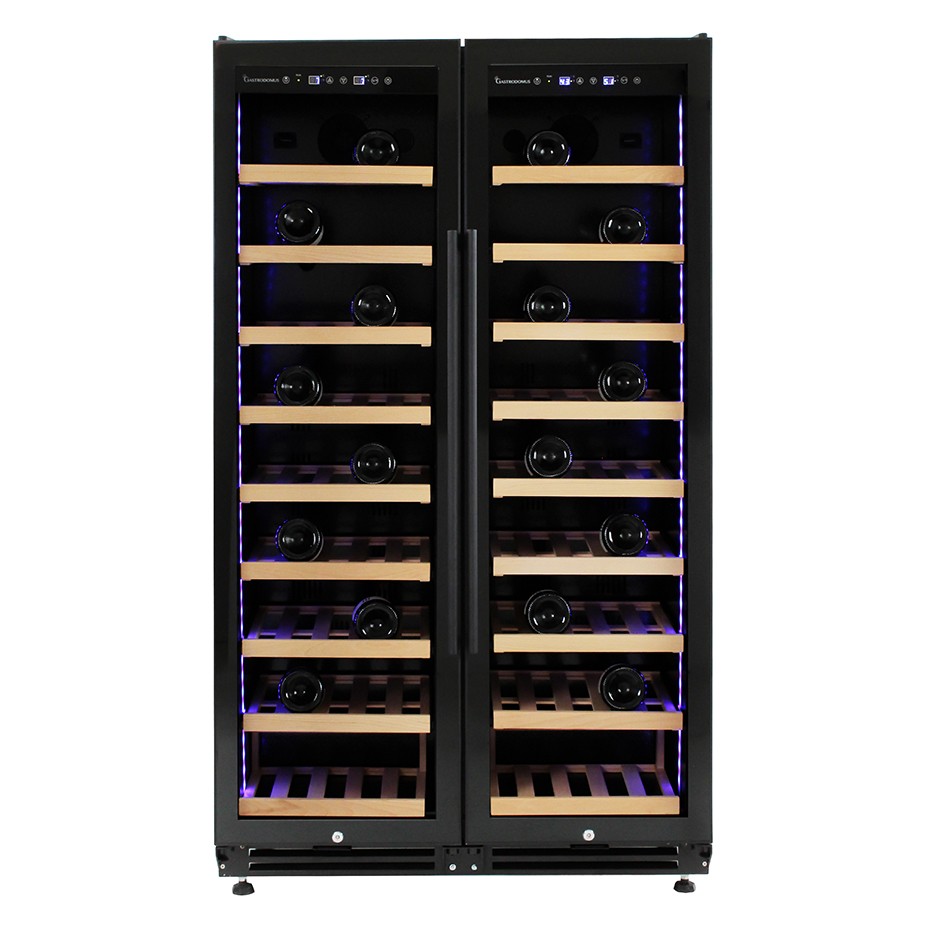 Vinoteca empotrable ventilada doble temperatura 480 LT 18 estantes 154 botellas +5°C/+22°C