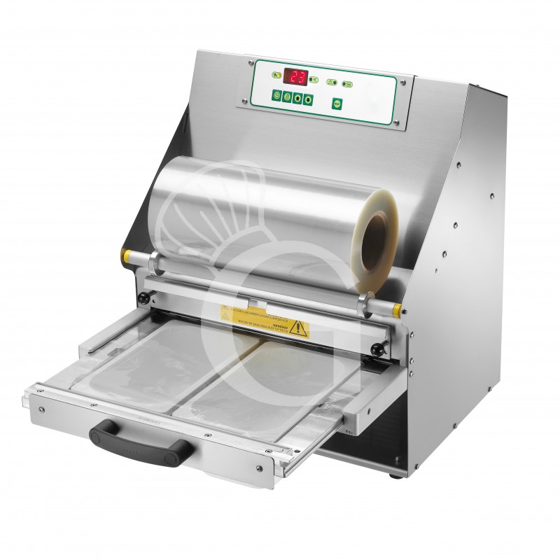 Termoselladora automática de acero inoxidable ancho del film 380 mm L 460 mm x P 510 mm x A 555 mm 1,5 Kw