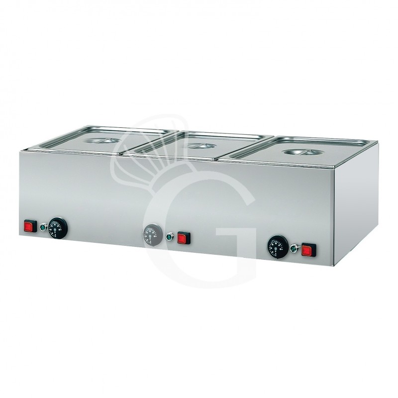 Mesa caliente de sobremesa 3 cubetas GN1/1 L 990 mm x P 540 mm x A 220 mm 1000 W + 1000 W + 1000 W