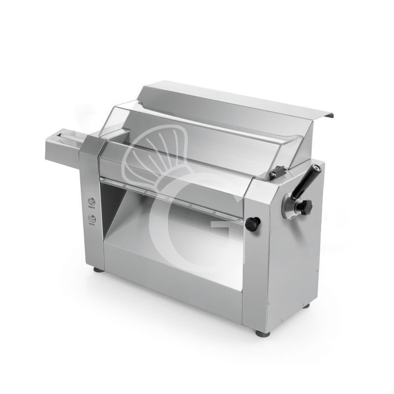 Laminadora de pasta eléctrica profesional monofásica L 375 mm x P 700 mm x A 545 mm rodillos de acero inoxidable 420 mm