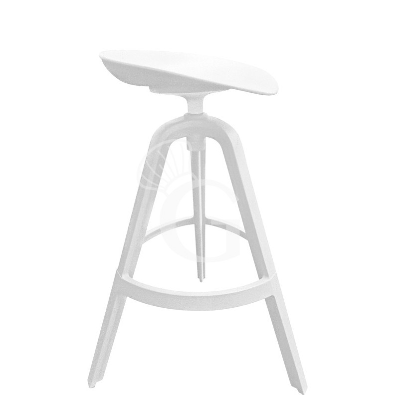 Taburete con estructura y asiento de polipropileno, asiento giratorio