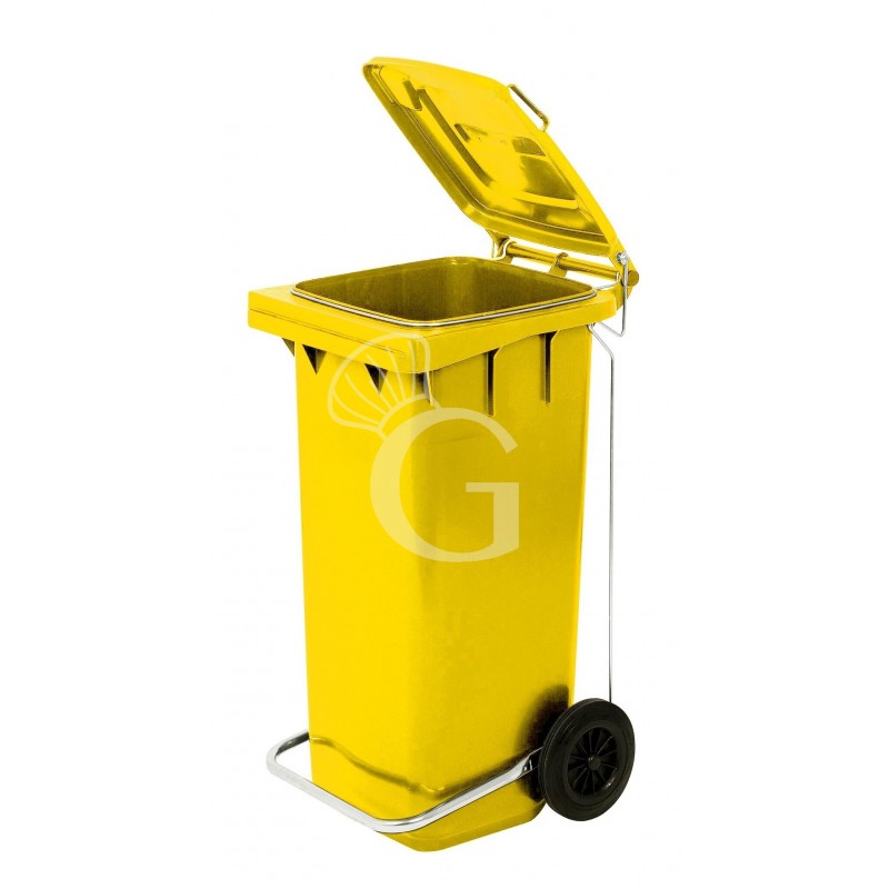 Contenedor de residuos de polietileno con kit de pedal y anilla de soporte para bolsas 120 LT