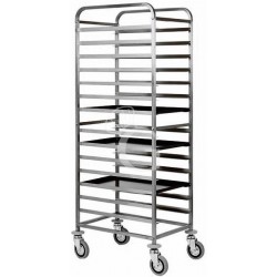 Carro bandejero de acero inoxidable para 14 bandejas 600 x 400 mm - L 520 mm x P 720 mm A 1820 mm