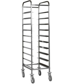 Carro bandejero de acero inoxidable para 10 bandejas GN1/1- L 380 mm x P 620 mm x A 1750 mm
