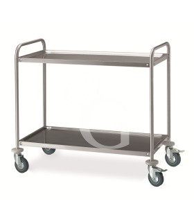 Carro de servicio de acero inoxidable con 2 estantes L 885 mm x P 590 mm x A 935 mm