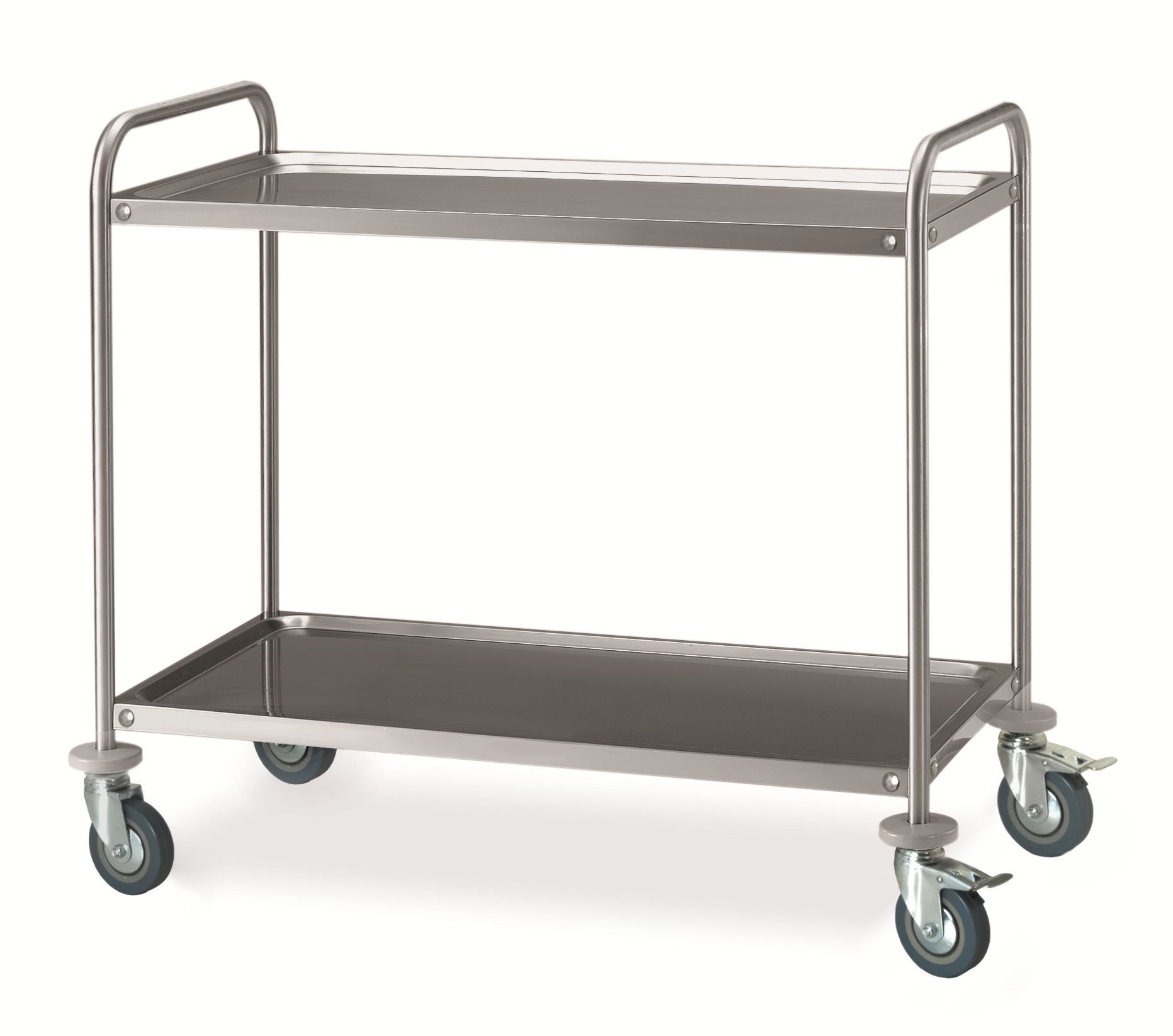 Carro de servicio de acero inoxidable con 2 estantes L 885 mm x P 590 mm x A 935 mm