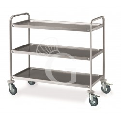 Carro de servicio de acero inoxidable con 3 estantes L 1085 mm x P 590 mm x A 935 mm