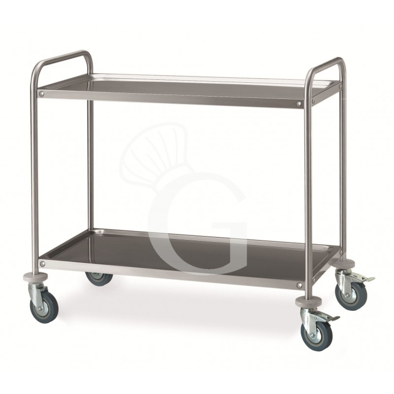 Carro de servicio de acero inoxidable con 2 estantes L 1285 mm x P 690 mm x A 935 mm