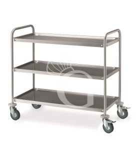 Carro de servicio de acero inoxidable con 3 estantes L 1085 mm x P 690 mm x A 935 mm