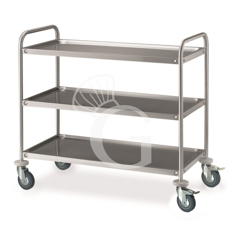 Carro de servicio de acero inoxidable con 3 estantes L 1085 mm x P 690 mm x A 935 mm