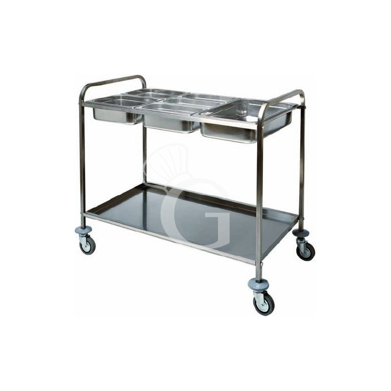 Carro de servicio y recogida, cubetas 3 GN1/1 - L 1100 mm x P 620 mm x A 970 mm