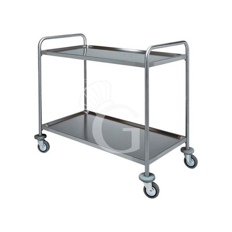 Carro de servicio con estructura tubular de acero inox, medidas L 1000 mm x P 700 mm x H 940 mm.
