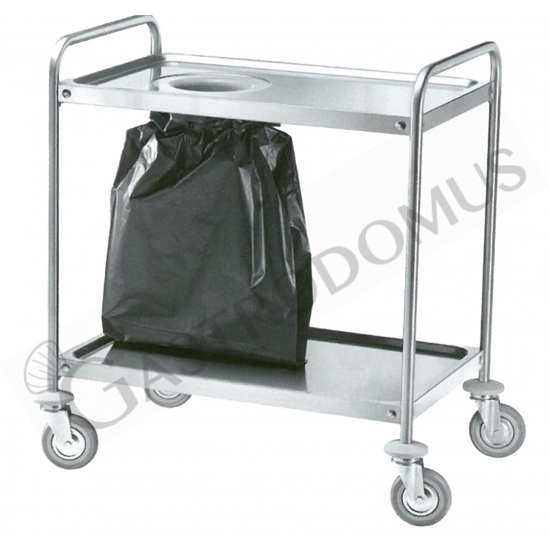 Carro de servicio y recogida de acero inoxidable con agujero L 900 mm x P 600 mm x A 940 mm