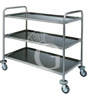 Carro de servicio 3 estantes con estructura tubular de acero inoxidable L 900 mm x P 600 mm x A 1040 mm