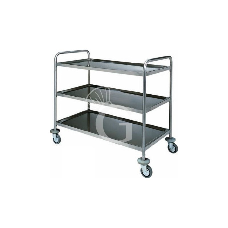 Carro de servicio 3 estantes con estructura tubular de acero inoxidable L 900 mm x P 600 mm x A 1040 mm
