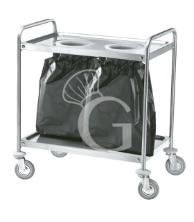Carro de servicio y recogida de acero inoxidable con dos agujeros L 1100 mm x P 600 mm x A 940 mm