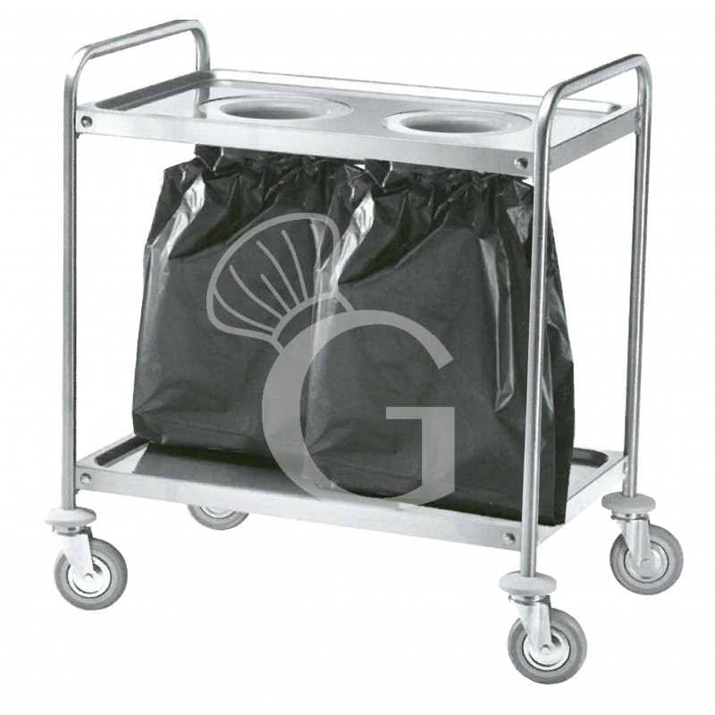 Carro de servicio y recogida de acero inoxidable con dos agujeros L 1100 mm x P 600 mm x A 940 mm