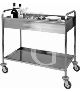 Carro de servicio de acero inoxidable 1 cuba para recoger vajilla L 1010 mm x P 570 mm x A 970 mm