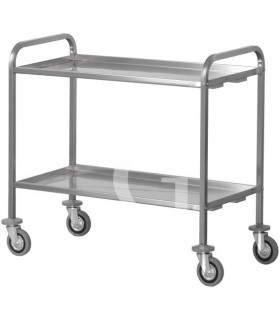 Carro de servicio de acero inoxidable 2 estantes para transporte pesado L 920 mm x P 670 mm x A 980 mm