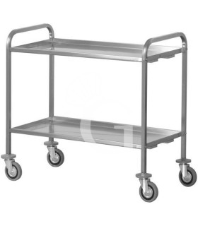 Carro de servicio de acero inoxidable 2 estantes para transporte pesado L 1120 mm x P 670 mm x A 980 mm
