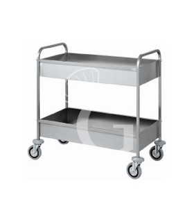 Carro de servicio de acero inoxidable 2 cubas para recoger vajilla L 1010 mm x P 570 mm x A 970 mm