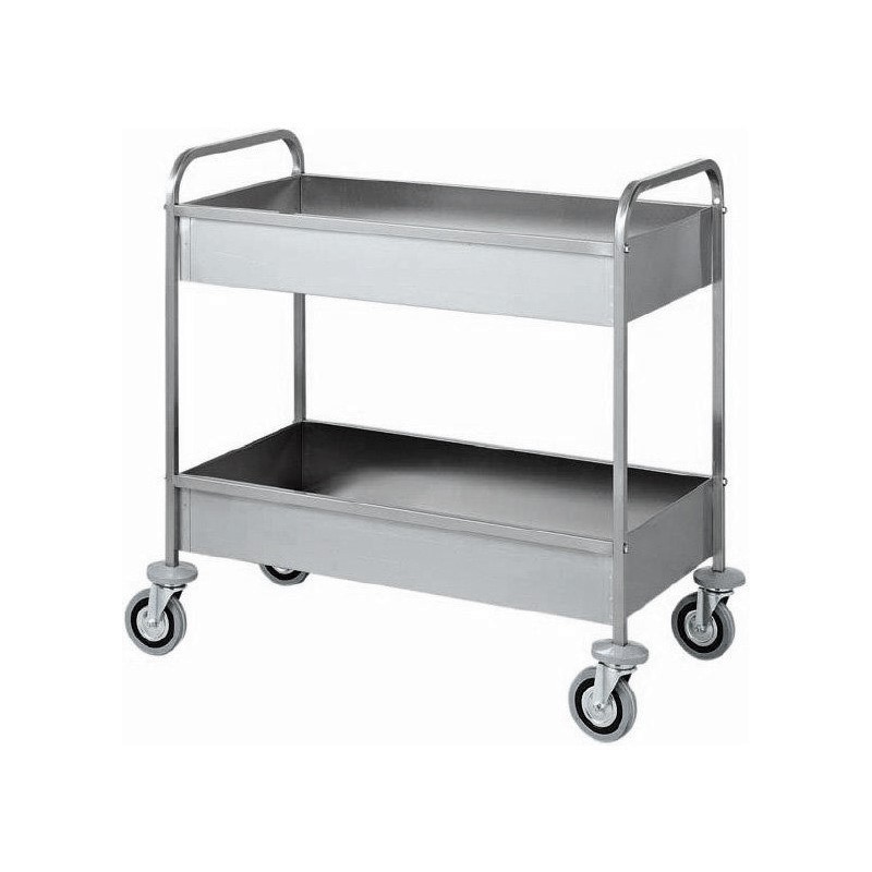 Carro de servicio de acero inoxidable 2 cubas para recoger vajilla L 1010 mm x P 570 mm x A 970 mm