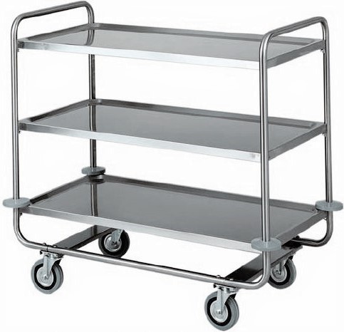 Carro de servicio 3 estantes de acero inoxidable L 1100 mm x P 600 mm x A 1000 mm
