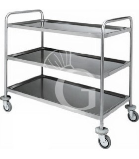Carro de servicio 3 estantes con estructura tubular de acero inoxidable L 1280 mm x P 700 mm x A 1040 mm