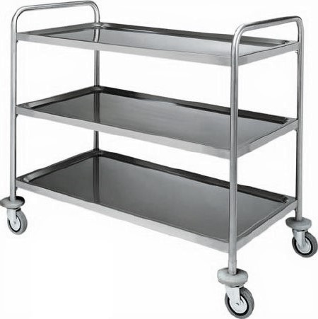 Carro de servicio 3 estantes con estructura tubular de acero inoxidable L 1280 mm x P 700 mm x A 1040 mm