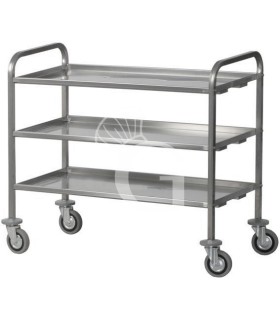 Carro de servicio de acero inoxidable 3 estantes para transporte pesado L 920 mm x P 670 mm x A 980 mm