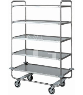 Carro de servicio 5 estantes de acero inoxidable L 1100 mm x P 600 mm x A 1600 mm