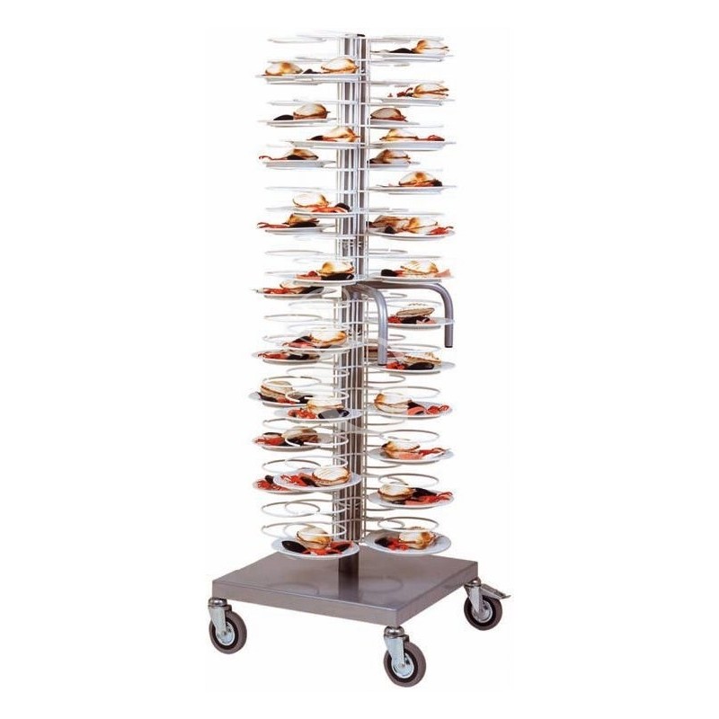 Carro portaplatos con base y ruedas, rejilla cromada para 96 platos de 180/230 mm - L 600 mm x P 600 mm x A 1750 mm