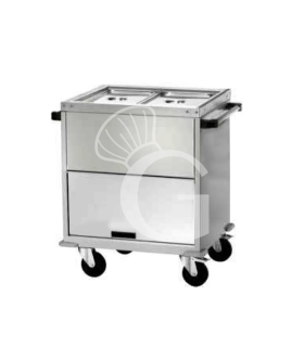 Carro térmico baño maría cerrado, temperatura diferenciada, para 2 cubetas GN1/1 - L 960 mm x P 680 mm x A 920 mm