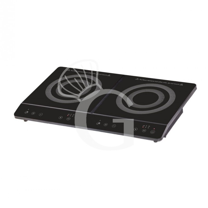 Placa de inducción 2 zonas de cocción L 610 mm x P 370 mm x H 56 mm 1,8 KW + 1,7 KW