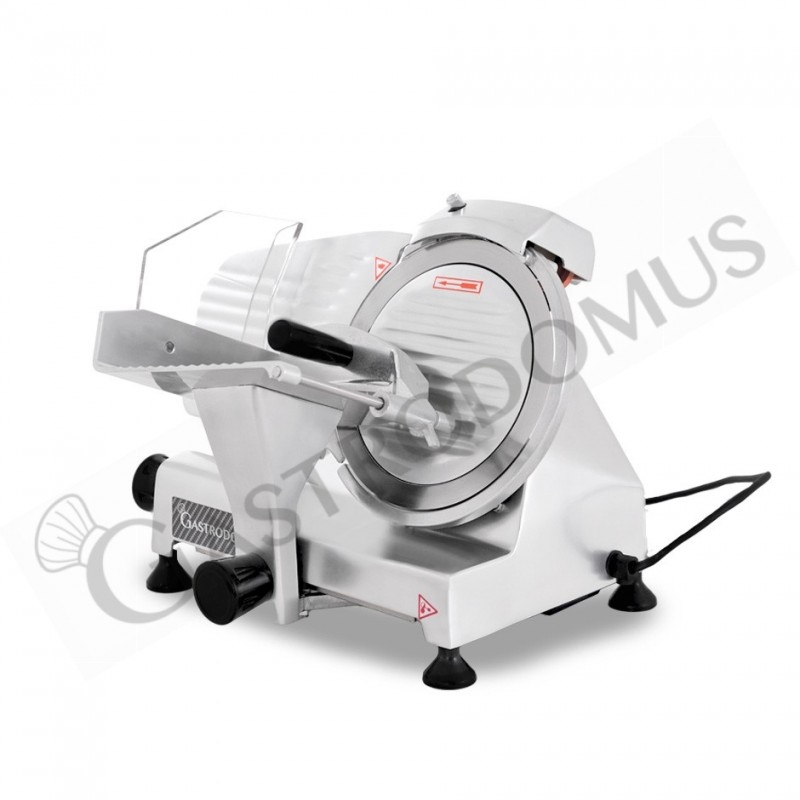 Cortadora de fiambre por gravedad semiautomática en acero inoxidable anodizado, diámetro cuchilla 220 mm - Monofásica