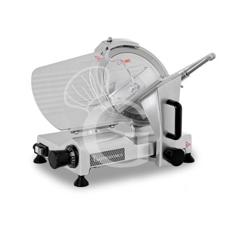 Cortadora de fiambre por gravedad semiautomática en acero inoxidable anodizado, diámetro cuchilla 250 mm - Monofásica Cortadora de fiambre por gravedad semiautomática en acero inoxidable anodizado, diámetro cuchilla 250 mm - Monofásica